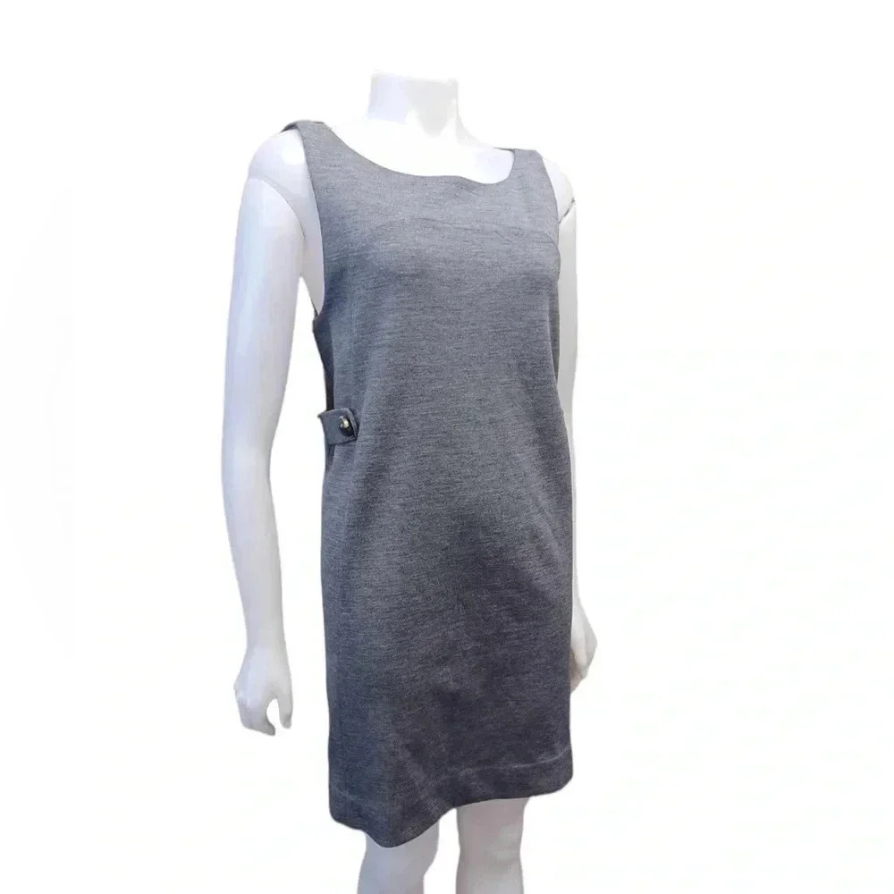J. Crew 100% Wool Grey Sleeveless Midi Dress Size Large